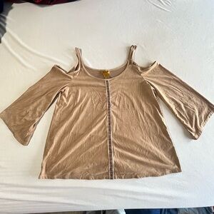 Wrangler Tan Cold Shoulder Blouse size L
